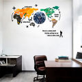 Gift Mall Large 127cm Wooden World Map Wall Clock with Vibrant Colors and Marble Texture for Home and Office Decor. 
