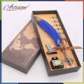 Artisan - Feather Quill Dip Pen Calligraphy Pen Set with 5 Metal Nibs Natural Handcrafted Luxury Quill Pen and Ink Set. 