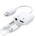 2 in 1 Audio Adapter for iPhone Charging Plus Earphones - Lighting 3.5mm to Headphone Splitter. 