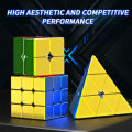 PinShang 2x2 3x3 Pyramid Magic Cube Magnetic Smooth Electroplating Speed Cube Toys Birthday Christmas Gift For Children Kids. 