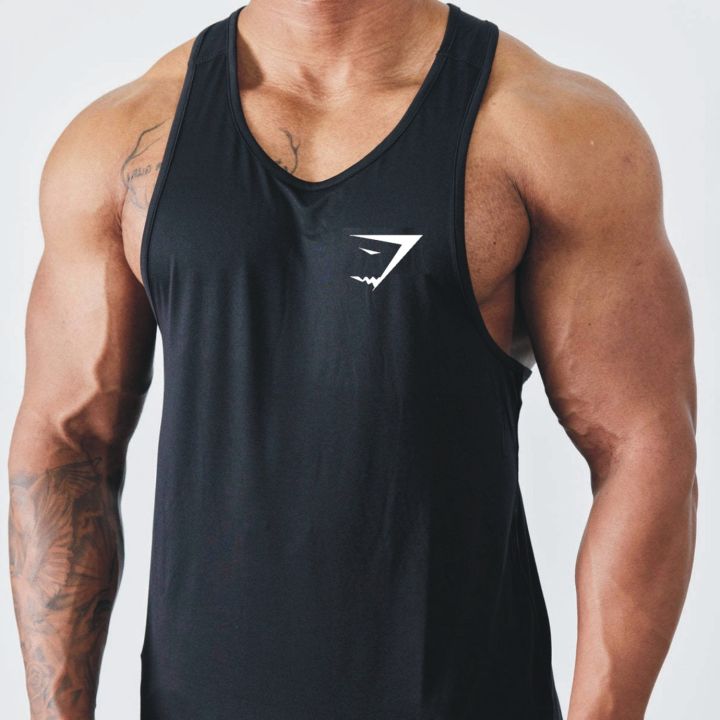 Cut Out Sleeveless t shirt Gym Stringer vest Workout Bodybuilding Tank Top Fitness