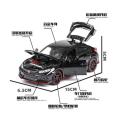 Die Cast Diecast car 1/32 Alloy Car Honda Civic Type R Model Toy Pull Back with Light Sound. 