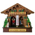 Weather House Forest Weather House with Man and Woman Wood Chalet Barometer Thermometer and Hygrometer Home Decoration. 