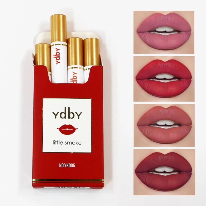 4pcs Little Smoke  Cigarette Lipstick Matte Long Lasting touch colors Set
