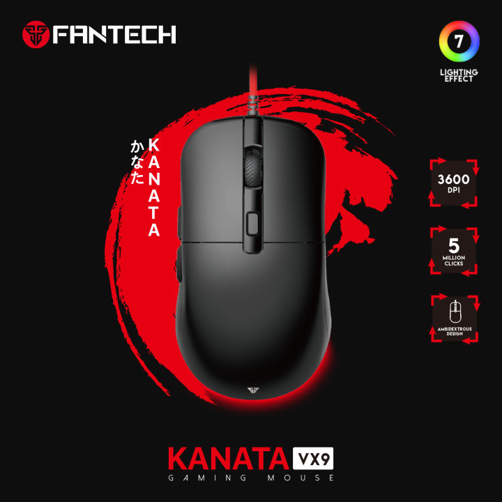 FANTECH VX9 Kanata RGB Gaming Mouse 3600 DPI Huano Switch With 7 Programmable Lights Modes Optical Sensor