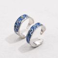 Van Gogh's Starry Star Couple Rings Personality Sigh Bridge Kiss Simple Art Drop Opening Rings for Valentine's Day Gifts. 