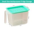 Fridge Storage Boxes , Fridge Organizer With Handle & Airtight Lid, Removable Drain Basket Plastic Refrigerator Storage Containers Keep Fresh Fish, Meat, Vegetable, Fruits, Green. 