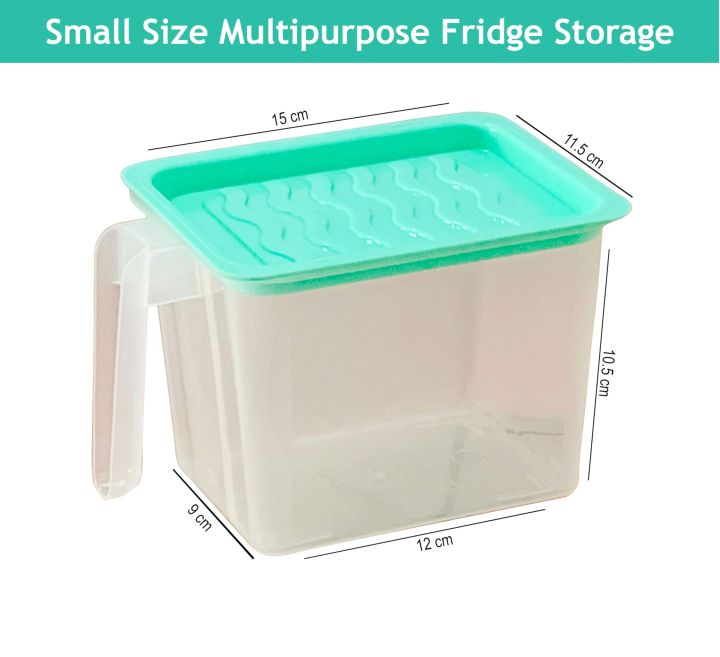 Fridge Storage Boxes , Fridge Organizer With Handle & Airtight Lid, Removable Drain Basket Plastic Refrigerator Storage Containers Keep Fresh Fish, Meat, Vegetable, Fruits, Green