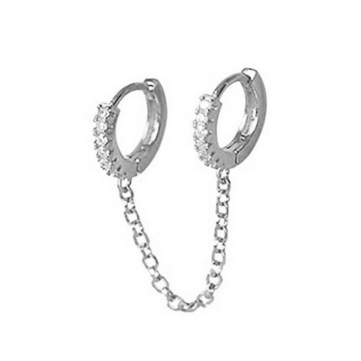 Simple Earrings Double Ear Pierced Shiny Double Ear Pierced Circle Earrings