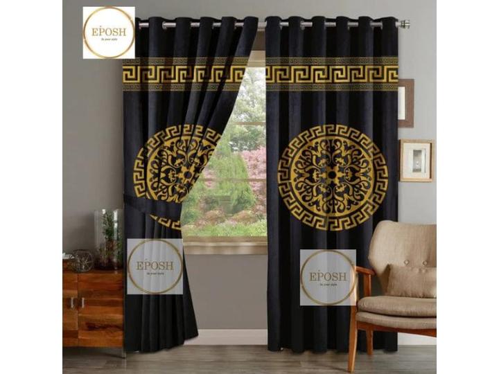2pcs Window Curtains Embroided Luxury Export Velvet Curtains 8x4.6" (SINGLE PCS size)