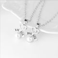 2pcs/set Heart Big Sis Lil Sis Necklace For 2 Handstamped Bff Chains Pendant Family Necklace Engraved Girl Sister. 