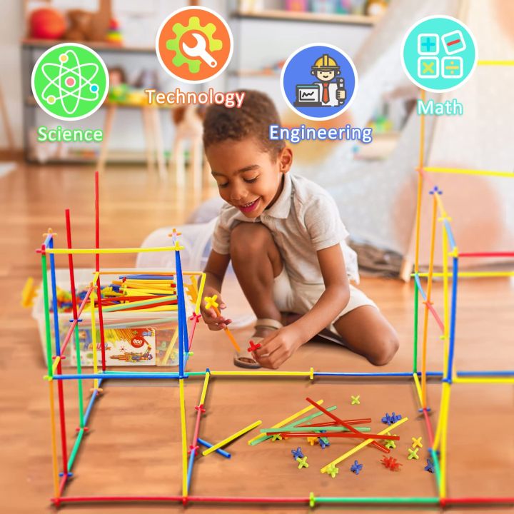 RAINBOW%20Building%20Straws%20and%20Connectors%20-%20STEM%20Blocks%20Construction%20Toys%20for%20Boys%20&%20Girls%20-%20110%20Pcs%20Straw%20Building%20Set%20-%20Engineering%20Connector%20Blocks%20for%20Kids%20-%20Image%202