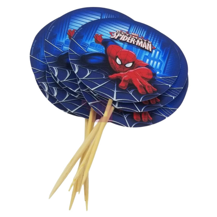 Spiderman%20Cupcake%20Toppers%20-%202.5%20Inch%20-%20Spiderman%20Themed%20Party%20-%20Blue%20-%20Boys%20-%20Pack%20Of%2010%20-%20Image%202