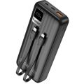 Faxite 10000mAh Dual-Cable Digital disply,22.5W fast charge Power Bank R10 Pro 22.5W Fast Charging PD20W Power Bank 10000mAh with Digital Display Dual Cable Type-C to Lightening Cable For iPHONE & Android phone ,Charging device,Black & white colour casing. 