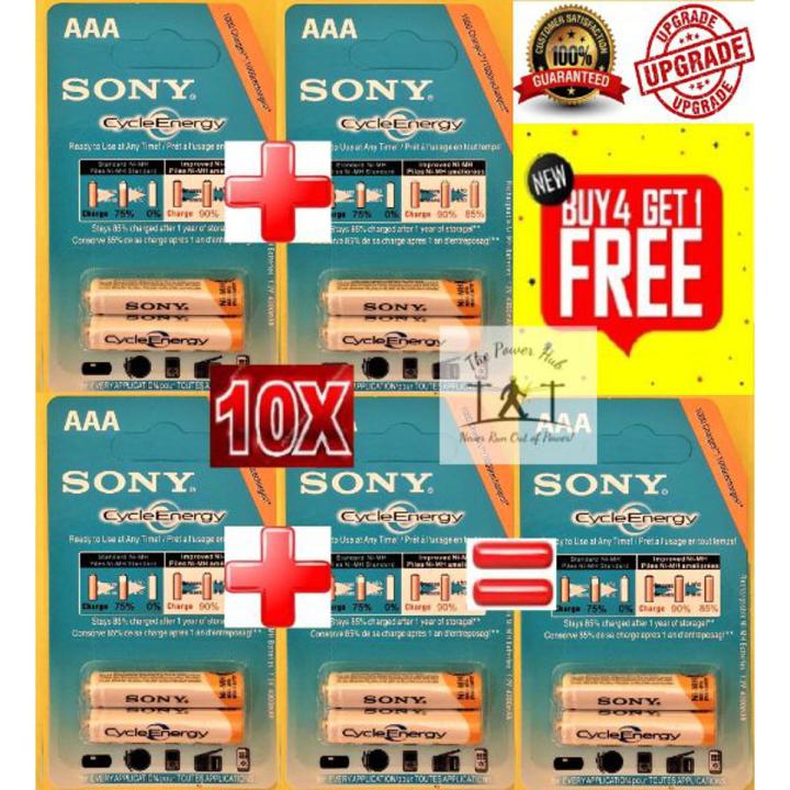 10x AAA Rechargeable Battery Cell PENCIL SIZE Imported Sony Cycle Energy NiMH Pack of 10 -1.2v 4300mAh 1000 Cycles Batteries Cells