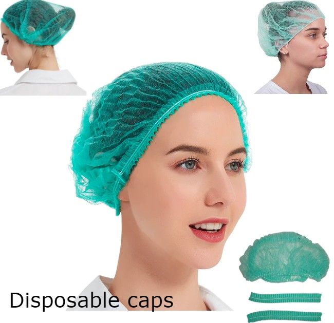 Pack of 100-Disposable Bouffant Caps, surgical cap, cooking Cap, multipurpose disposable caps, for Hospital Salon Spa Catering and Dust-free Workspace [Pack of 100]