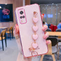 For Vivo Y31 Phone Cover + 3D Love Heart Wristband Fashion Ultra Thin Shiny Plating Bumper Soft TPU Silicone Shockproof Protective Case Back Cover. 