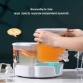 Rotating Large Capacityre Frigerator Cold Kettle With Lid And Faucet Split Fruit Teapot Lemonade Bucket Three-grid Rotating Ice Water Jug Household Juice Cold Drink Pot for Ice Tea Wine Coffee. 