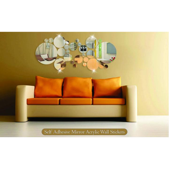 26PCS Acrylic Mirror Wall Removable Circle Decorative Mirror Sheet for Living Room Bedroom Decor