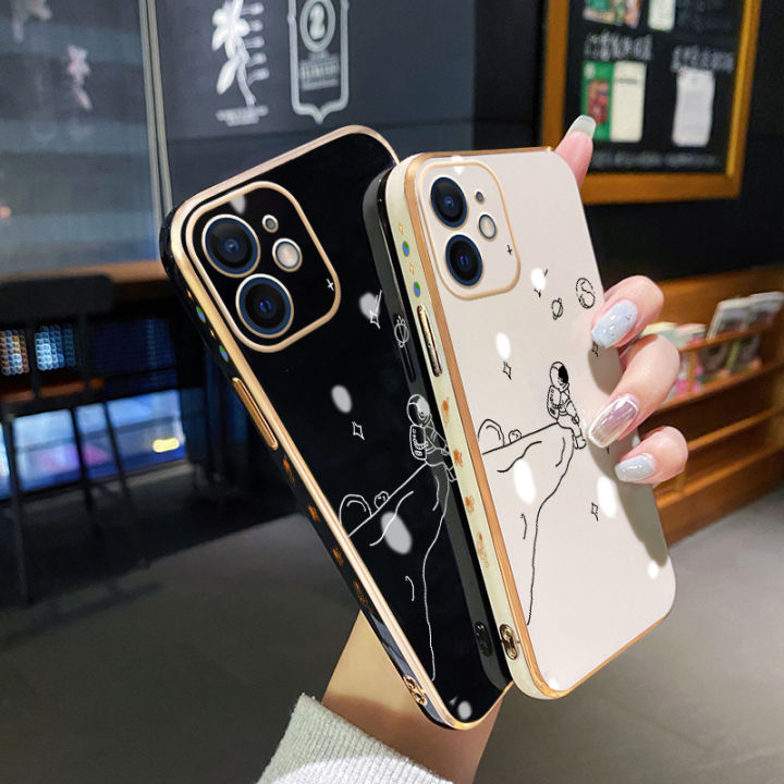 JIUMOO%20For%20Realme%20C12%20Case%20Thin%20Side%20Edge%20Square%20New%20Design%20Phone%20Cases%20Plating%20Pattern%20Simple%20Line%20Astronaut%20Casing%20Full%20Back%20Cover%20Camera%20Protection%20Shockproof%20Softcase%20-%20Image%203