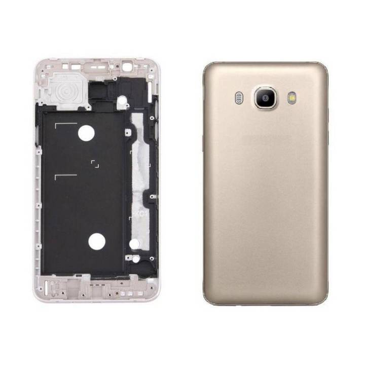 Samsung Galaxy J510 (J5 2016) Complete Housing Full Body Casing Replacement Parts Case With Side Volume Buttons ( Middle Frame Plate And Back Frame) For Galaxy J510- Golden
