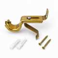 Golden Curtain Rod Bracket Adjustable Curtain Pipe Holder Wall Mount R Shape Hook. 