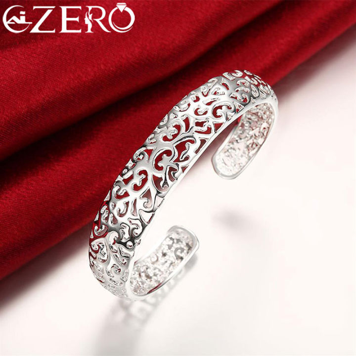 SMGSLIB Mother Fine 925 Sterling Silver Hollow pattern bangles Bracelets for Women adjustable Fashion luxury Jewelry wedding Party lady Gift