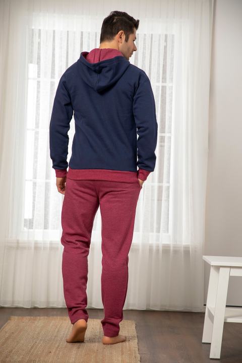 Siyah%20Inci%20Men's%20Navy%20Blue%20Cotton%20Lycra%20Hooded%20Tracksuit%20Set%20-%20Image%203