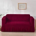 Soft Elastic Bubble Cloth Universal Sofa Cover Breathable Thick Slipcover Protector 3+1+1=5 seater. 