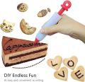 Techmanistan 5 Piece's Silicon Writing Pen Cake Decor Tool, Cake Decorating Pen, Chocolate Writing Pen with 4 Patterns of Icing Piping Pen Tips. 