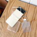 Luxury Korean Frosted Transparent with Ring Phone Case for Samsung Galaxy Z Flip 3 5G Z Flip4 Zflip4 Zflip3 Clear Back Cover. 