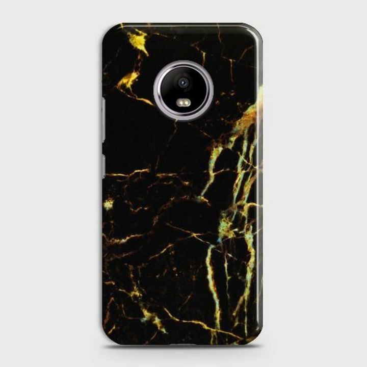 Motorola E4 Cover - SkinLee HQ Hard Case - Black Gold Veins Marble - SKINLEE-125-1-194-125