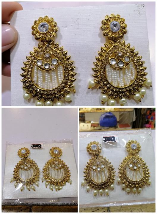 Indian kundan earrings gold palated 1carat