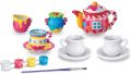 Paint Your Own Tea Set for Kids, Decorate Your Own Craft Set Of Porcelain Dishes, Includes Paint Pots and Paint Brush. 
