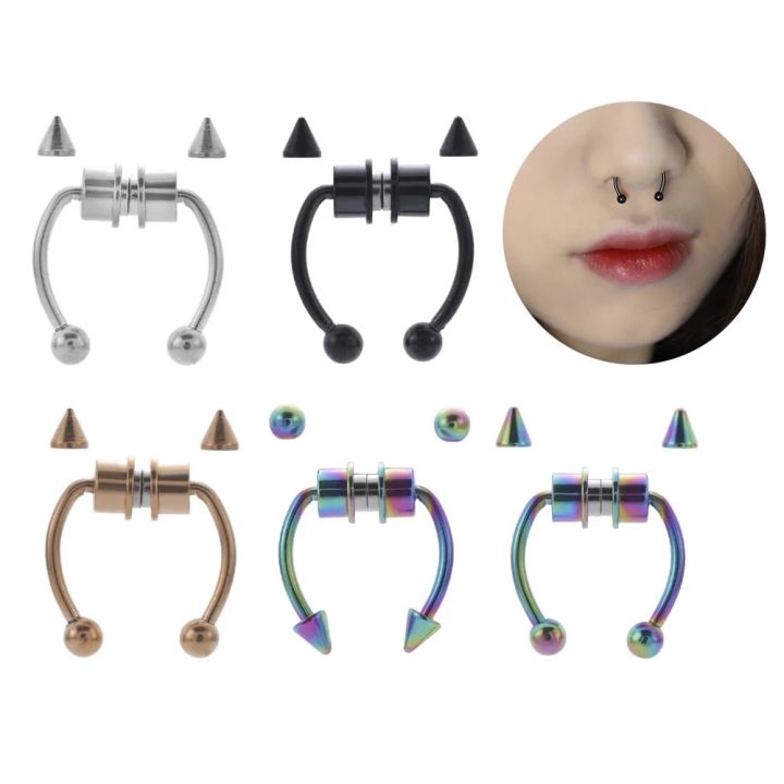 Nose Chain Ring Hip Hoop Non Piercing Nose Septum snag Ring Goth Magnet Nose Punk Body Jewelry Unusual Costume Jewelry