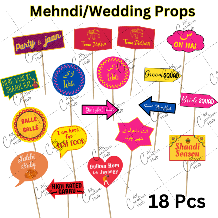 Mehndi/Wedding%20Props,%20Mehndi/Mayoun/Dholki/Engagement%20Props%2018%20Pcs,%20Photo%20Booth%20Prop%20for%20girls,%20Weddings%20Props%20Pack%20of%2017%20pcs%20-%20Image%202