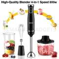 New Hand Blender Set 5-in-1 and 4-in-1 Multifunctional Heavy-Duty 800w Powerful Copper Motor, Coffee Beater & Double Speed Stainless Steel Immersion Blender -Egg beater and Milk Frother -Meat Chopper 600ml -Juicer Machine -Electric Grinder -Food Processor. 