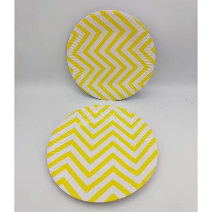 YELLOW ZIGZAG PAPER PLATES PACK OF 10 PAPER PLATES