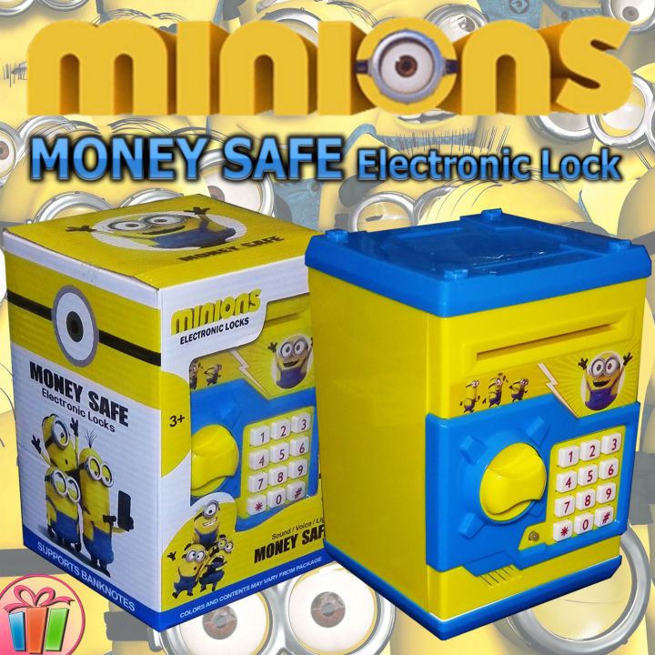 ATM Machine Saving Box Piggy Bank Electronics Money Safe Lock - Minion