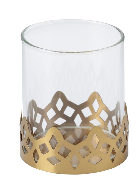IKEA GOKVÄLLÅ Tealight Holder, Glass/Gold-Colour, 8 cm