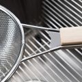 Stainless Steel Deep Frying Strainer Wooden Hndle | Fine Mesh Kitchen Chalni for Fries, Pakoray, Pasta, Noodles & Cooking. 