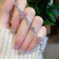 Fashion Exquisite Pink Crystal Flower Bracelets For Women Girls Sweet Sparkling Light Luxury Bracelet Party Jewelry Gift Qoddess. 