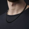 Stainless Steel Black Chain For Men and woman Waterproof Black, blue, Golden silver Chain Chain Men And Women Gift Jewelry 7mm Width-Black Chain. 