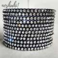 Antique Black Bangles with White and Black Rhinestone Set of 12 Metal Jewelry Bangles Bracelet for Women. 