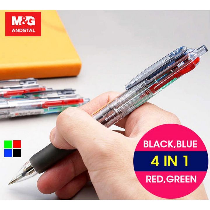 4 COLOR BALL PEN - MULTI COLOR BALL POINT - Multi color Pen Retractable Ballpoint Pens 4 Vivid Colors in Every Pen for Smooth Writing Pen,
