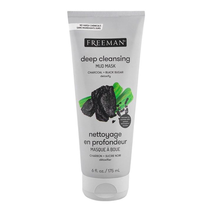 Freeman (UAE) Deep Cleansing Charcoal & Black Sugar Mud Mask 175 ml - Detoxify