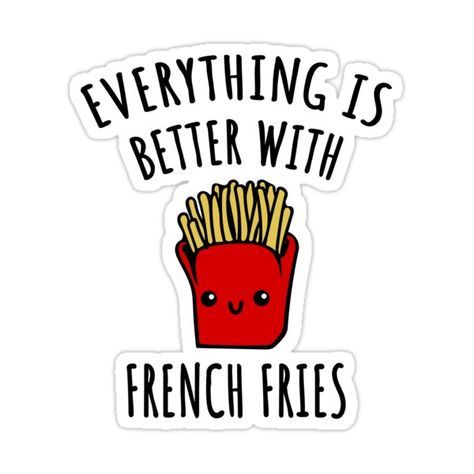 Happy French Fries Stickers - 2 - 3 inch Approx - Aesthetic Art Stickers for mobile back, Laptop, dairy and for decorating your stuff and making them look more attractiv