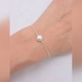 Single Pearl Moti Golden Chain Necklace + Bracelet for Girls. 
