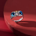 Vintage Owl Ring For Women Retro Animal Open Adjustable Ring Blue Crystal Rings Best Girl Gift Jewelry Accessories 1Pcs. 
