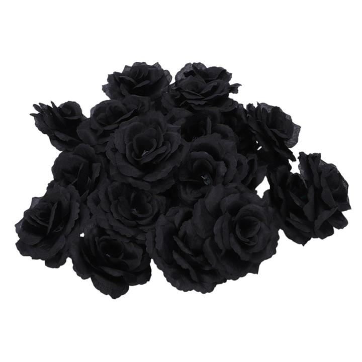 60 Pcs Black Rose Artificial Silk Flower Party Wedding House Office Garden Decor DIY